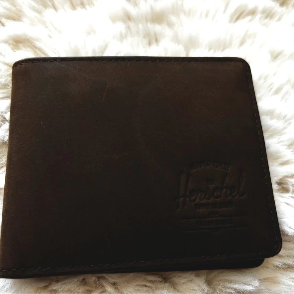 HERSCHEL Wallet Brown Genuine Leather